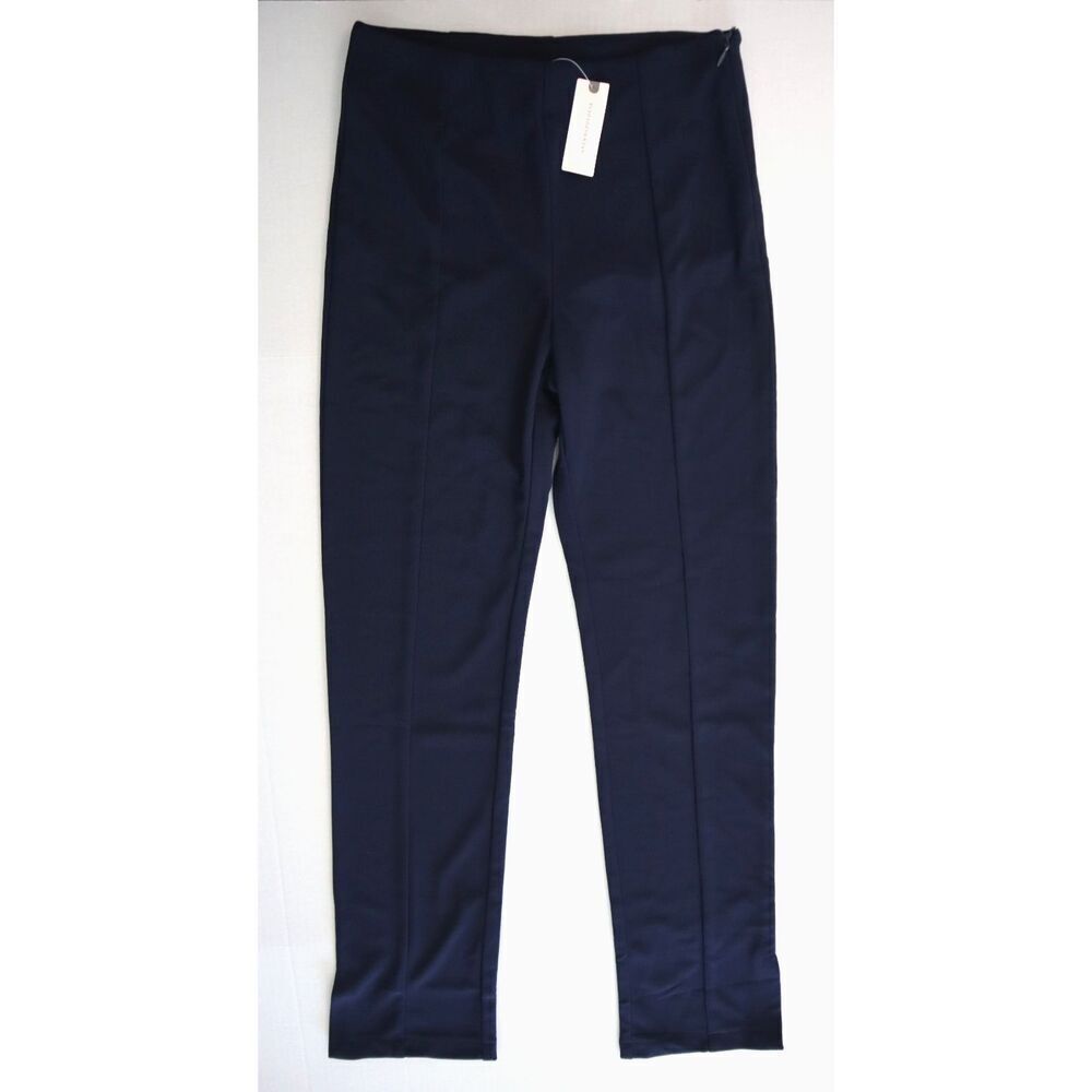 En Saison x Anthropologie Women's Sz S Navy Blue High-Waist Side-Slit Pants